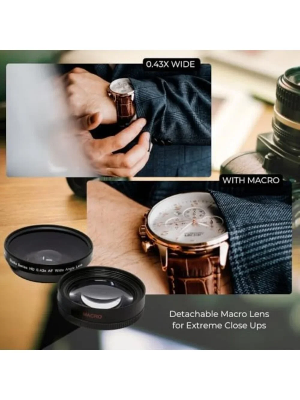 37mm HD Multi-Coated Wide Angle & Telephoto Lens Set with Pouches & Caps